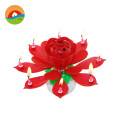 Wholesale colour lotus music rotating flower happy birthday candles